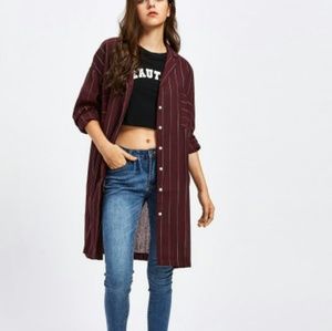 Burgundy Long sleeve shirt with strips